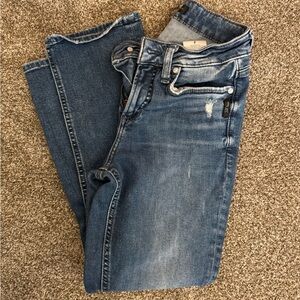 Silver Jeans Women's Straight Leg Blue Denim Capris